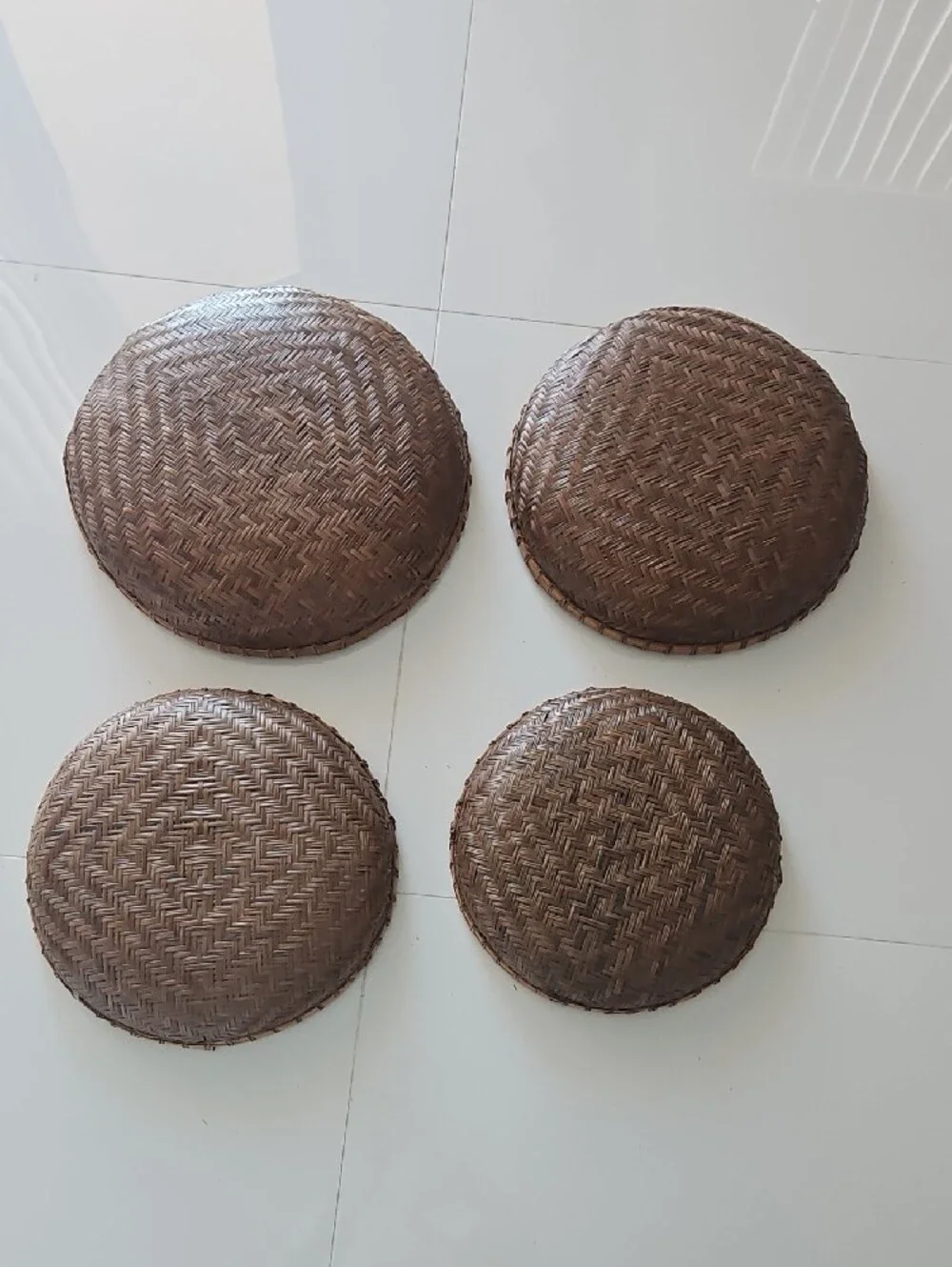 Vintage Style Woven Nesting Baskets - Brown. Set Of 4